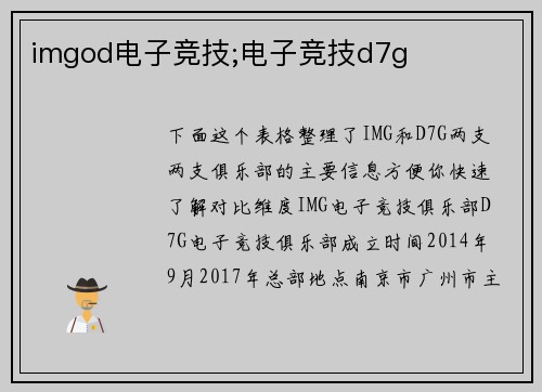 imgod电子竞技;电子竞技d7g